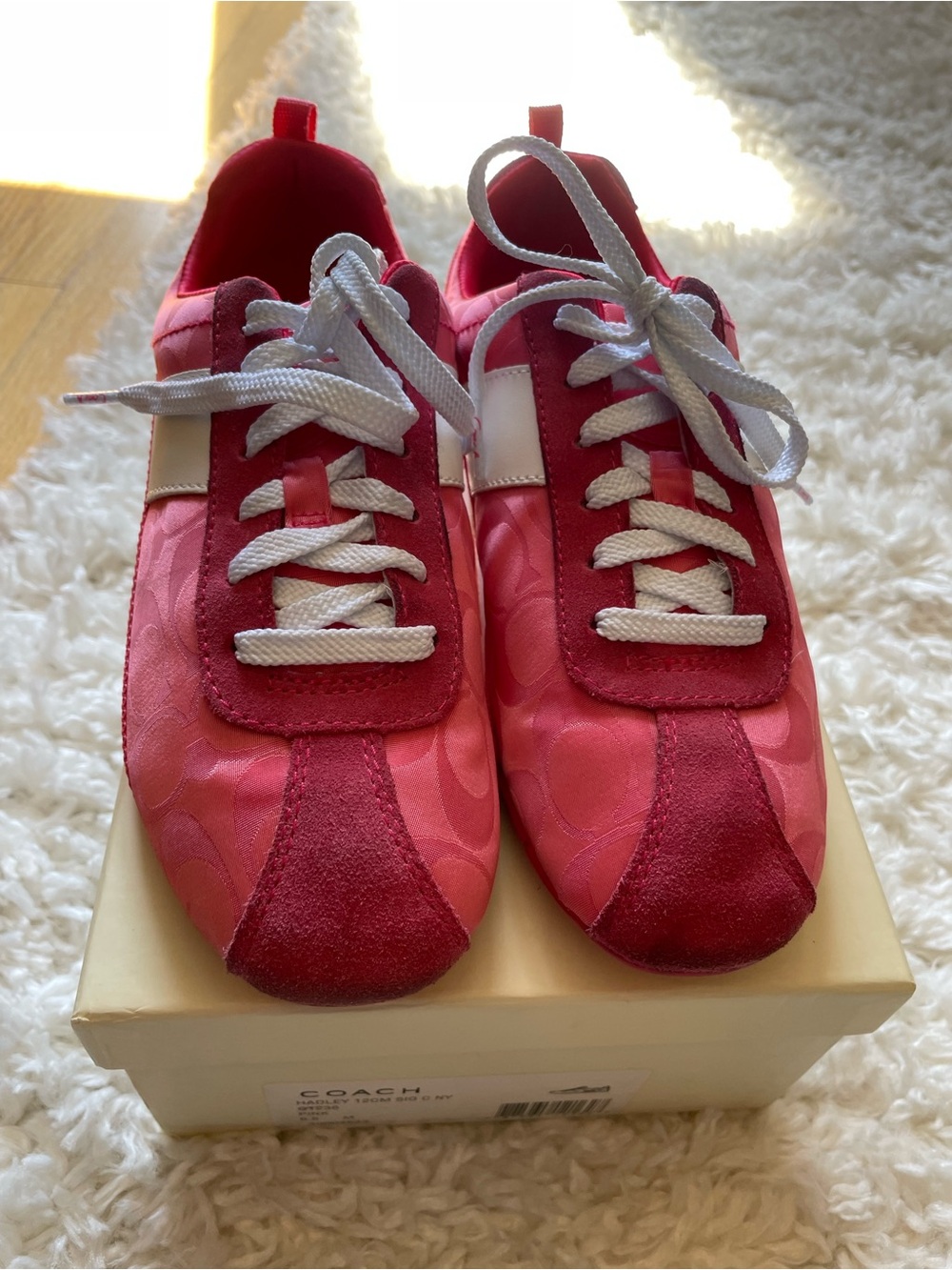 Coach Hadley Pink Signature Lace-Up Sneakers